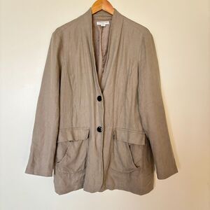 Coldwater Creek Classic Linen Blazer Womens Medium Open Neck Jacket Pockets